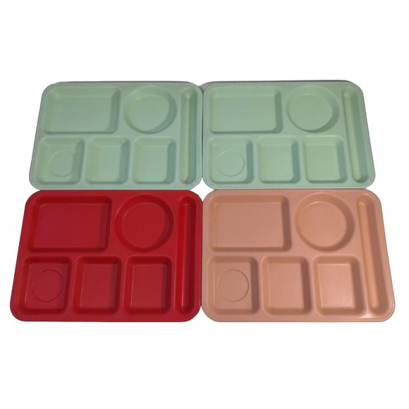 4 Vintage Arrowhead Stack Lunch cafeteria Trays USA MADE Cleveland OH Multicolo - Picture 1 of 10